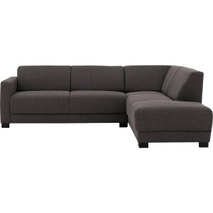 Goossens Bank My Style donkergrijs, stof, 2,5-zits, stijlvol landelijk met chaise longue rechts