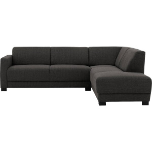 Goossens Bank My Style antraciet, stof, 2,5-zits, stijlvol landelijk met chaise longue rechts