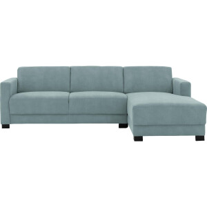 Goossens Bank My Style blauw, microvezel, 2,5-zits, stijlvol landelijk met chaise longue rechts