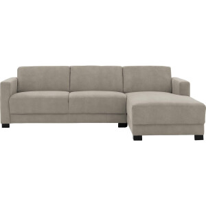 Goossens Bank My Style lichtgrijs, microvezel, 2,5-zits, stijlvol landelijk met chaise longue rechts
