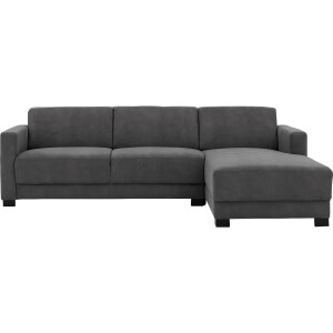 Goossens Bank My Style antraciet, microvezel, 2,5-zits, stijlvol landelijk met chaise longue rechts