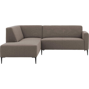 Goossens Bank Key West bruin, stof, 2-zits, modern design met ligelement links