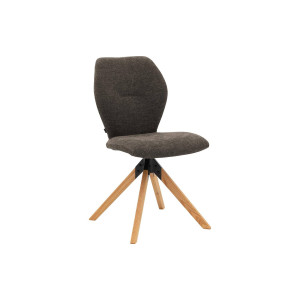 Goossens Eetkamerstoel Hera bruin stof leuning, modern design