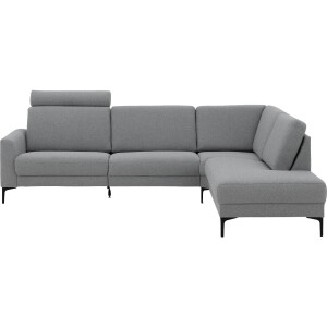 Goossens Hoekbank Dallas lichtgrijs, stof, 1,5-zits, modern design met ligelement rechts