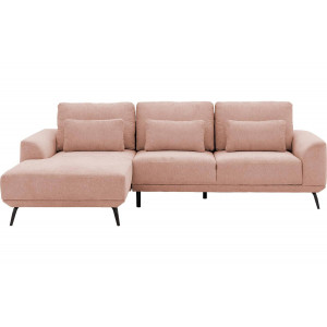 Goossens Excellent Hoekbank Princess - Elektrisch Uitschuifbaar roze, stof, 2,5-zits, elegant chic met chaise longue links