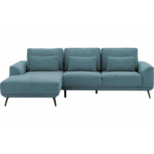 Goossens Excellent Hoekbank Princess - Elektrisch Uitschuifbaar blauw, stof, 2,5-zits, elegant chic met chaise longue links