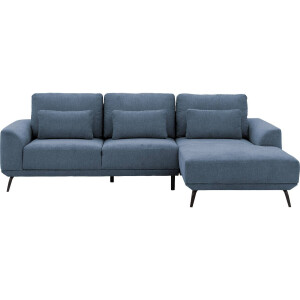 Goossens Excellent Bank Princess Met Elektrisch Uitschuifbaar Zitvlak blauw, stof, 3-zits, elegant chic met chaise longue rechts