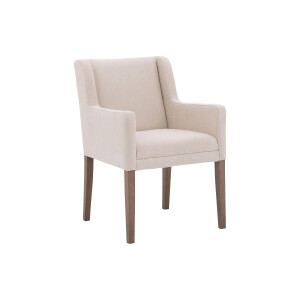 Goossens Eetkamerstoel Pearl wit stof met armleuning, stijlvol landelijk