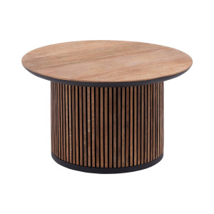 Goossens Salontafel Adel rond, hout teak bruin, stijlvol landelijk, 60 x 35 x 60 cm