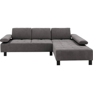 Goossens Bank Alvin grijs, stof, 2,5-zits, modern design met chaise longue rechts