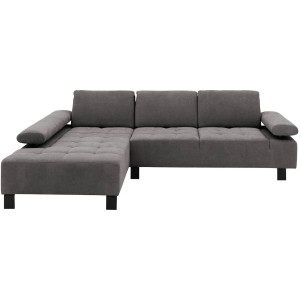 Goossens Bank Alvin grijs, stof, 2,5-zits, modern design met chaise longue links