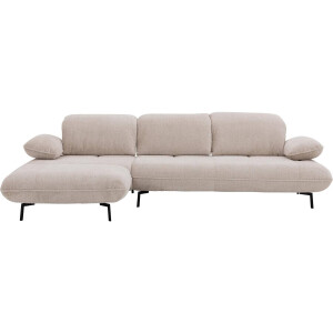 Goossens Excellent Bank Leandro beige, stof, 2,5-zits, modern design met chaise longue links