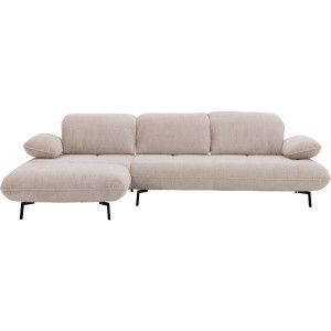 Goossens Excellent Bank Leandro wit, stof, 2,5-zits, modern design met chaise longue links