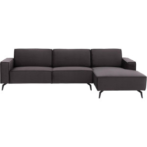 Goossens Hoekbank Hercules antraciet, stof, 3-zits, modern design met chaise longue rechts