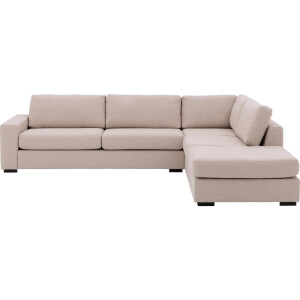 Goossens Bank Lucca wit, stof, 3-zits, stijlvol landelijk met ligelement rechts