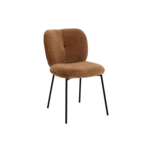 Goossens Basic Eetkamerstoel Eller bruin stof leuning, modern design