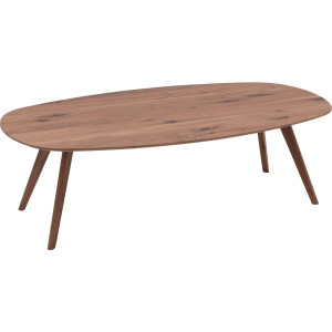 Goossens Salontafel Ferry semi ovaal, noten roodbruin, elegant chic, 135 x 36 x 75 cm