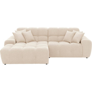 Goossens Excellent Bank Kubus - 30 X 30 Cm Stiksel wit, stof, 1,5-zits, modern design met chaise longue links