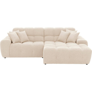 Goossens Excellent Bank Kubus - 30 X 30 Cm Stiksel wit, stof, 1,5-zits, modern design met chaise longue rechts