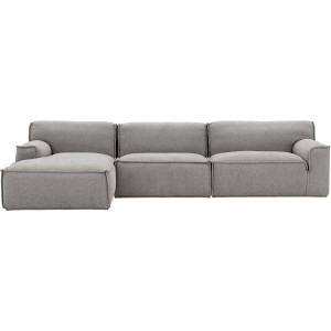 Goossens Excellent Elementenbank Sens grijs, stof, 1,5-zits, urban industrieel met chaise longue links