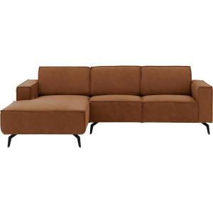 Goossens Hoekbank Hercules bruin, microvezel, 2-zits, modern design met chaise longue links