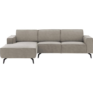 Goossens Hoekbank Hercules grijs, microvezel, 2,5-zits, modern design met chaise longue links