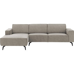 Goossens Hoekbank Hercules grijs, microvezel, 3-zits, modern design met chaise longue links