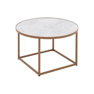 Goossens Salontafel Livia rond, hpl roze, modern design, 61 x 35 x 61 cm