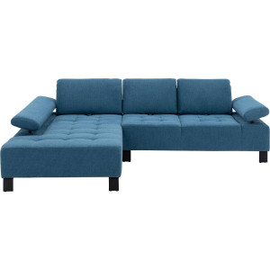 Goossens Bank Alvin blauw, stof, 2,5-zits, modern design met chaise longue links