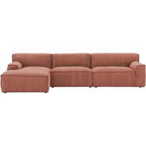 Goossens Excellent Elementenbank Sens roze, stof, 1,5-zits, urban industrieel met chaise longue links