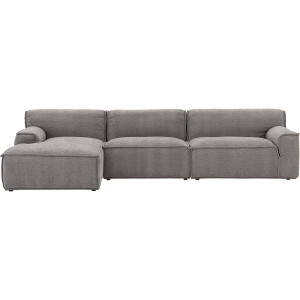 Goossens Excellent Elementenbank Sens grijs, stof, 1,5-zits, urban industrieel met chaise longue links