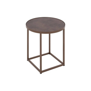 Goossens Salontafel Livia rond, kunstleer bruin, modern design, 41 x 42 x 41 cm