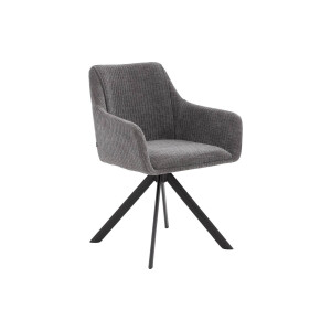 Goossens Eetkamerstoel Ysmay grijs stof graden draaibaar met armleuning,