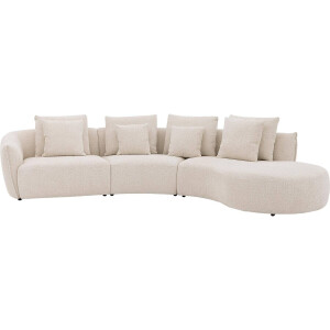 Goossens Bank Fay wit, stof, 1,5-zits, stijlvol landelijk met chaise longue rechts