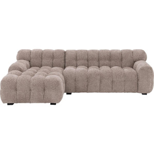 Goossens Bank Ryder bruin, stof, 3-zits, modern design met chaise longue links