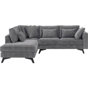 Goossens Bank Chambre grijs, stof, 2-zits, elegant chic met ligelement links