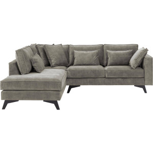 Goossens Bank Chambre grijs, stof, 2-zits, elegant chic met ligelement links