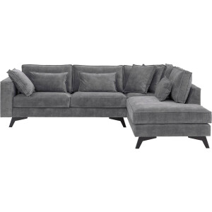 Goossens Bank Chambre grijs, stof, 3-zits, elegant chic met ligelement rechts