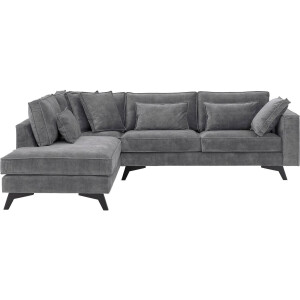 Goossens Bank Chambre grijs, stof, 3-zits, elegant chic met ligelement links