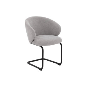 Goossens Stoel Noomi lichtgrijs stof met armleuning,