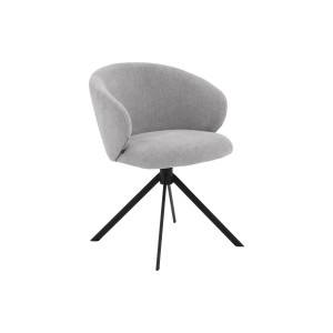 Goossens Stoel Noomi lichtgrijs stof met armleuning,