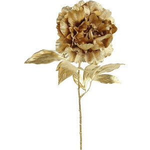 Countryfield kunsttak/kunstbloem - Pioenroos - metallic goud - H65 cm - polyester
