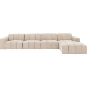 Goossens Bank Lewis bruin, stof, 1,5-zits, modern design met chaise longue rechts