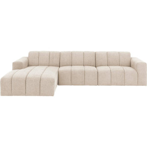 Goossens Bank Lewis bruin, stof, 1,5-zits, modern design met chaise longue links