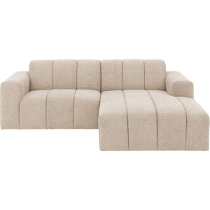 Goossens Bank Lewis bruin, stof, 1,5-zits, modern design met chaise longue rechts