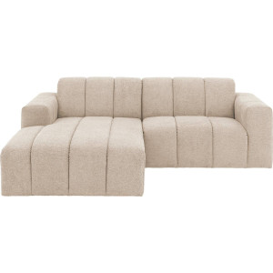 Goossens Bank Lewis bruin, stof, 1,5-zits, modern design met chaise longue links