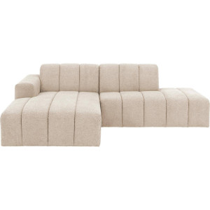 Goossens Bank Lewis bruin, stof, modern design met chaise longue links