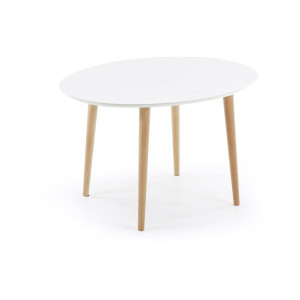 Kave Home Kave Home Eettafel Oqui, Oqui ovale uitschuifbare tafel, gelakt mdf en massief beukenhouten poten 120 (200) x 90 cm (mtk0006)