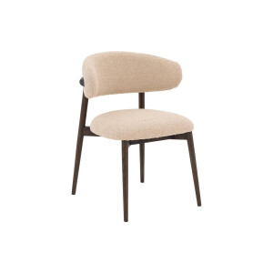 Goossens Eetkamerstoel Diede met Massief Houten Frame beige stof leuning, stijlvol landelijk