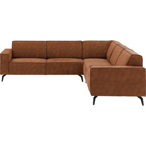 Goossens Hoekbank Hercules bruin, microvezel, 2,5-zits, modern design